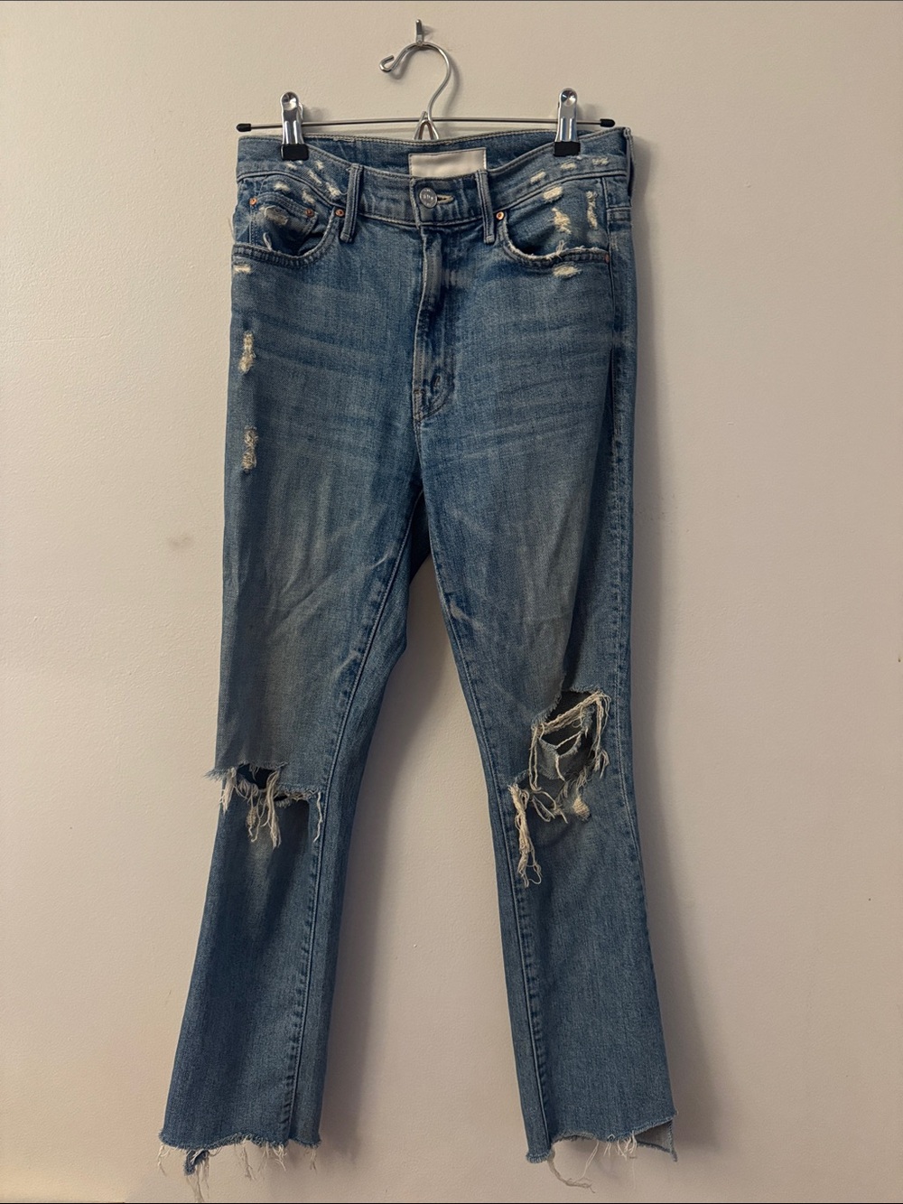 Mother The Insider Crop Atep Fray Women’s Distressed Blue Denim Jeans